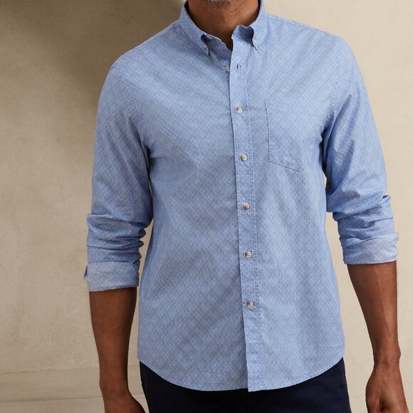 Banana Republic Factory Organic Cotton Shirt XL Navy and Blue - Picture 1 of 5